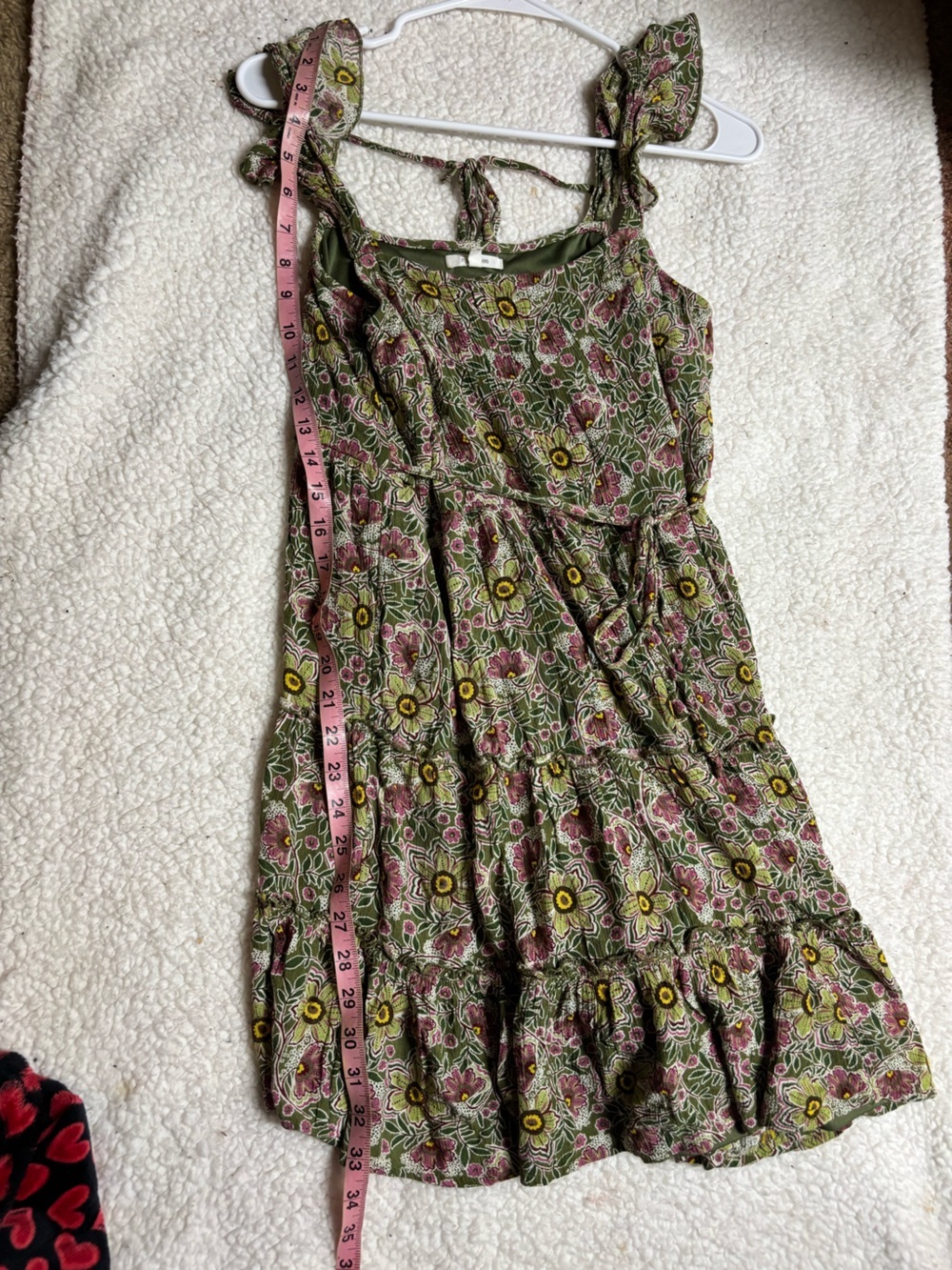 Maurice’s Floral Smocked Tiered Mini Dress whimsical Boho Size M Rayon green - Picture 7 of 8